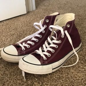 Maroon converse high tops